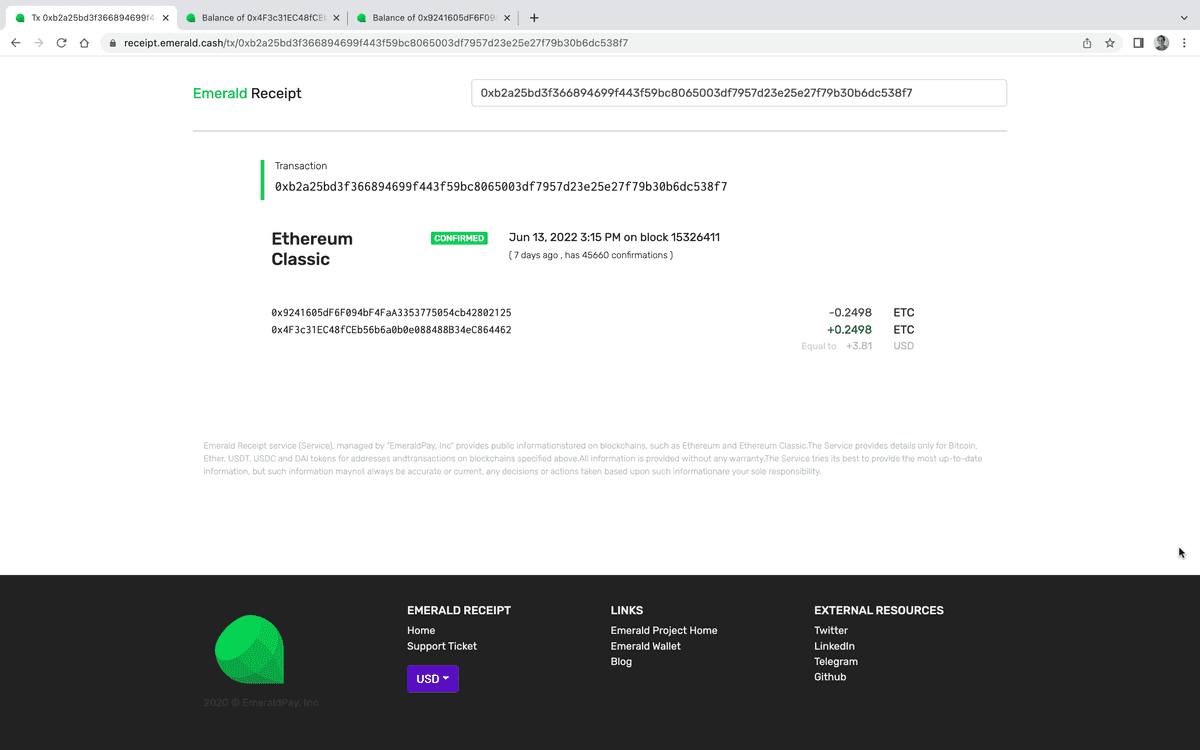 Transaction receipt.